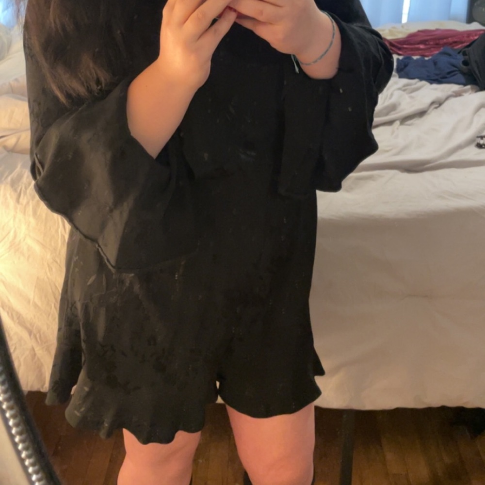 Black flowered romper